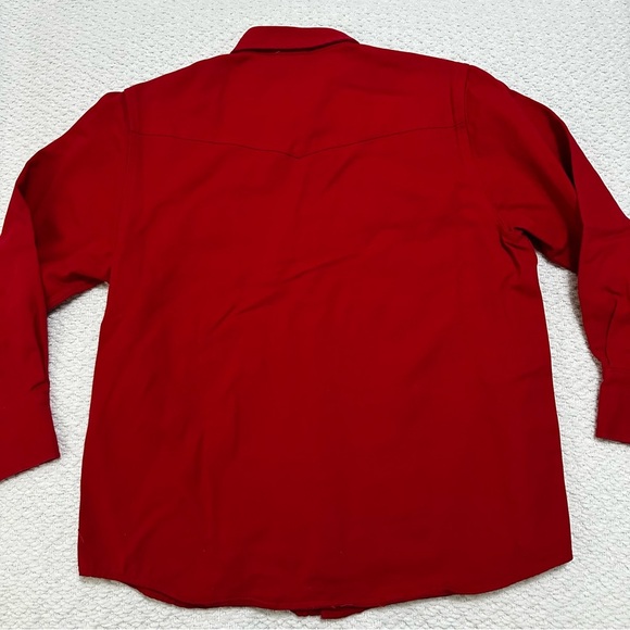 Vintage Marlboro Red Star Red Cotton Pearl Button Long Sleeve Shirt Size Medium - Picture 3 of 5